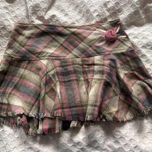 Taunt Plaid Mini Skirt in Pink and Green